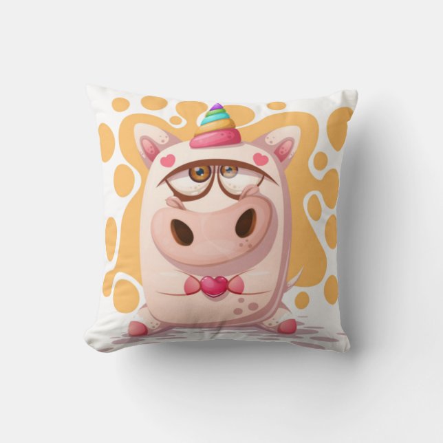 Unicow Throw Pillow (Front)