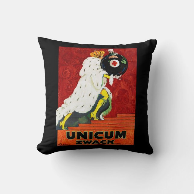 Unicum Zwack Throw Pillow (Front)