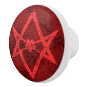 Unicursal Hexagram (Red Textured) Ceramic Knob