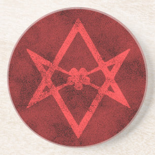 Unicursal Hexagram (Red Textured) Coaster