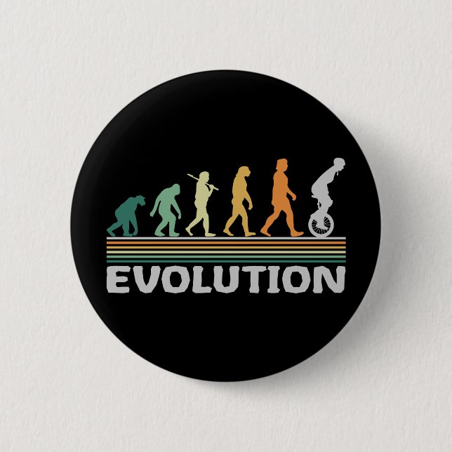 Unicycle Circus Artist Evolution Retro Funny 2 Inch Round Button (Front)