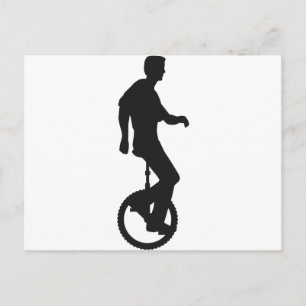 unicycle rider postcard