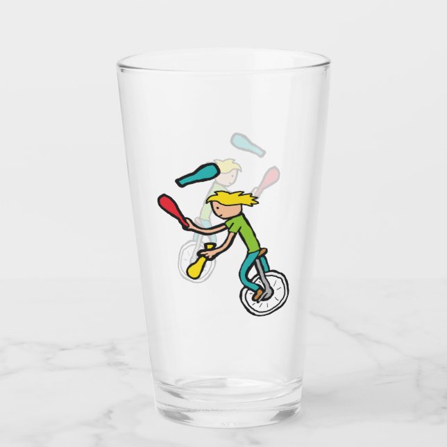 Unicycling Juggler Glass (Front)