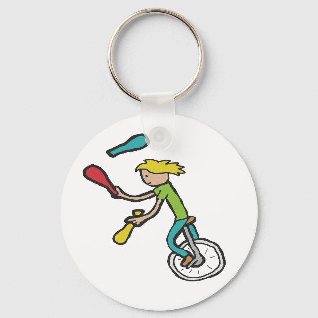 Unicycling Juggling Keychain (Front)