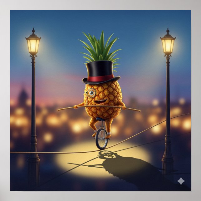 Unicycling Pineapple Poster (Front)