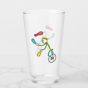 Unicycling Stickman Juggler Glass