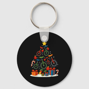 Unicycling Unicycle Christmas Tree Xmas  Keychain