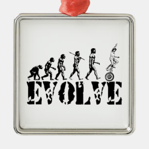 Unicycling Unicyclist Unicycle Evolution Sports Metal Ornament