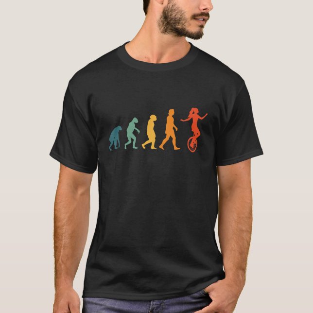 Unicyclist Evolution Unicycle Retro T-Shirt (Front)