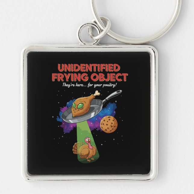  Unidentified Frying Object Funny Alien UFO Turkey Keychain (Front)