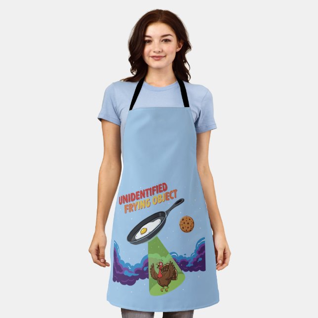  Unidentified Frying Object Funny UFO Turkey Abduc Apron (Worn)