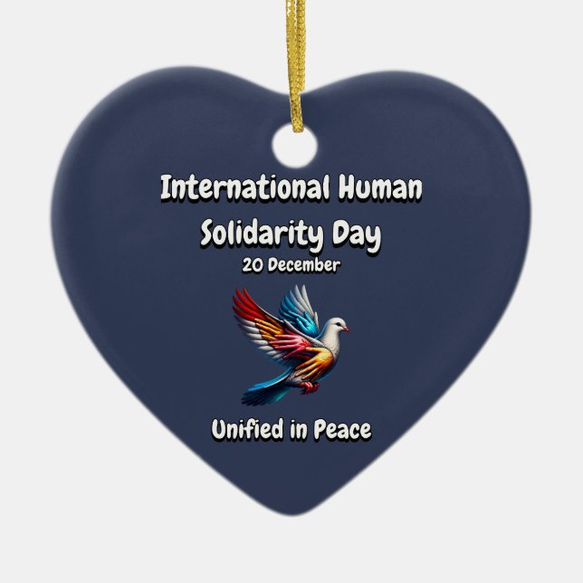 Unified in Peace. Human Solidarity Day.  Ceramic Ornament (Front)