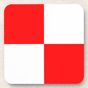 Uniform red white chequered square coaster