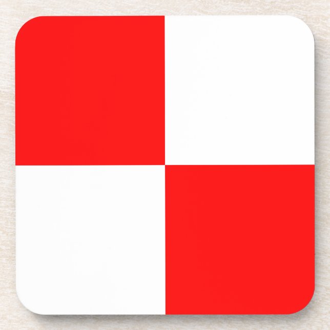 Uniform red white chequered square coaster (Front)