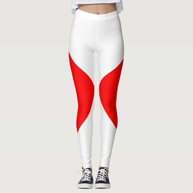 Uniform Red White chequered square Leggings (Front)