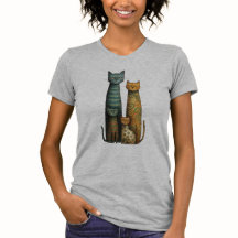 Unimpressed Folk Art Cat Family Design