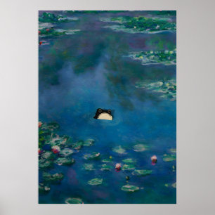 Unimpressed Frog, Monet Waterlily Frog Print