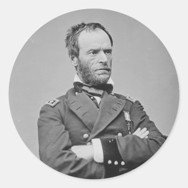 Union Army General William Tecumseh Sherman Classic Round Sticker (Front)