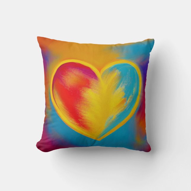 Union Colourful Heart Throw Pillow (Front)