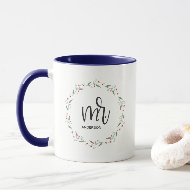 "Union des fêtes : 'M.' Mug à deux tons de couronn (Avec donut)
