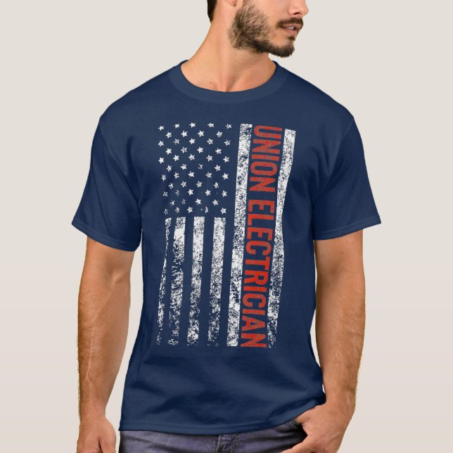Union Electrician American Flag T-Shirt (Front)