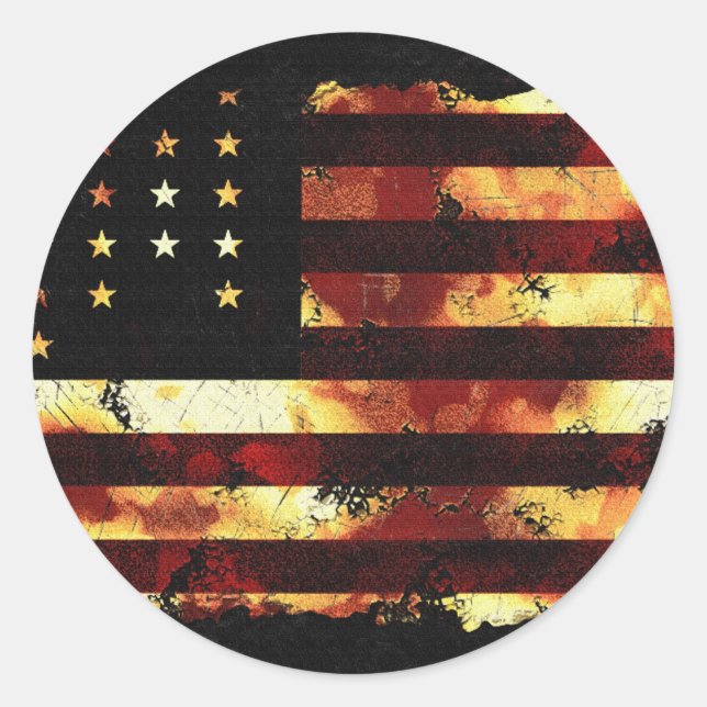 Union Flag, Civil War, Stars and Stripes, USA Classic Round Sticker (Front)