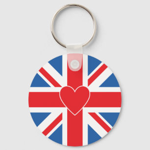 Union Flag/Jack Design & Heart Keychain