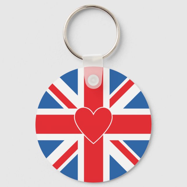 Union Flag/Jack Design & Heart Keychain (Front)