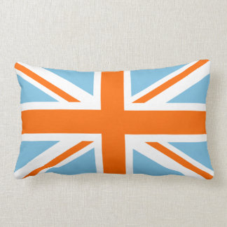Union Flag/Jack Design Orange White & Blue Lumbar Pillow