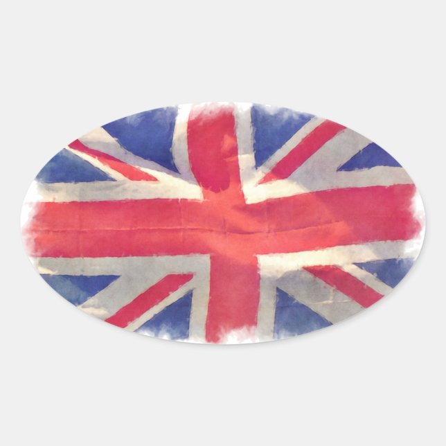 Union Flag or Union Jack British Patriot Oval Sticker (Front)