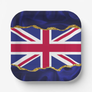 Union Flag Party Picnic Plates, Red White, Navy UK Paper Plate