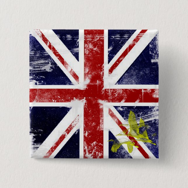 Union Jack 2 Inch Square Button (Front)