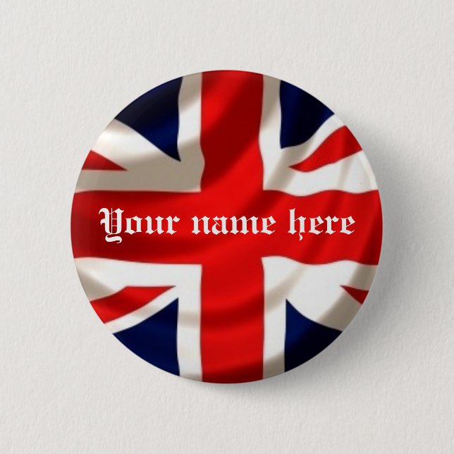 Union Jack (Add your own name) 2 Inch Round Button (Front)