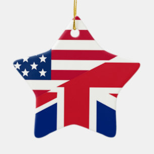 Union Jack American Flag Pattern Stars Stripes Ceramic Ornament