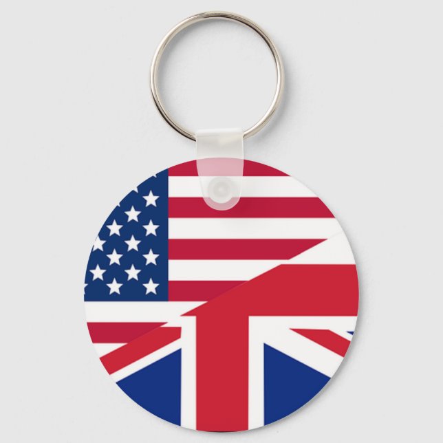 Union Jack American Flag Pattern Stars Stripes Keychain (Front)