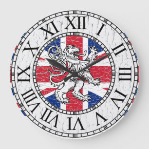 Union Jack and Lion Weathered Large Clock