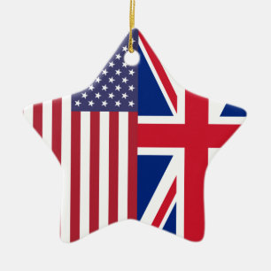 Union Jack And United States of America Flags Ceramic Ornament