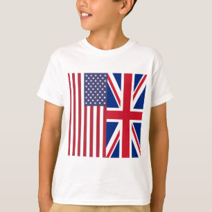 Union Jack And United States of America Flags T-Shirt