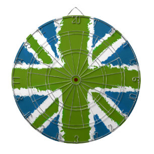 Union Jack Art Green Teal Tones Bar Games Dartboard