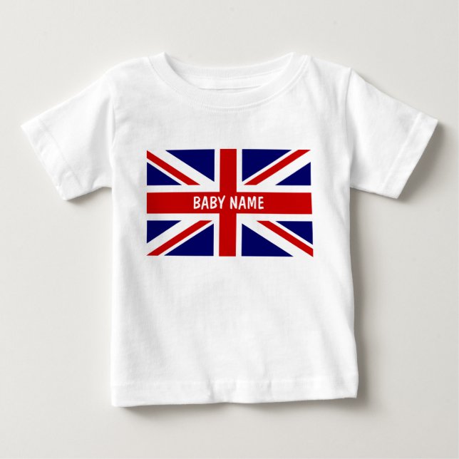 Union Jack baby tops | Personalizable british flag (Front)