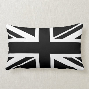 Union Jack ~ Black and White Lumbar Pillow