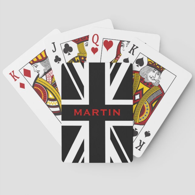 Union Jack ~ Black and White Playing Cards (Back)
