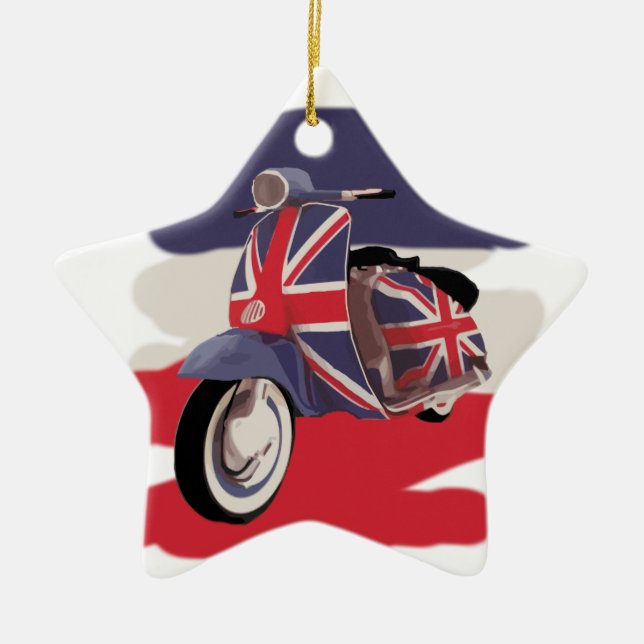 Union Jack Brit scooter Ceramic Ornament (Front)