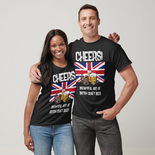 Union Jack BRITISH Cheers Brewtiful Beer T-Shirt (Unisex)