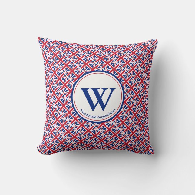 UNION JACK British Custom Monogram Patriotic Throw Pillow (Front)