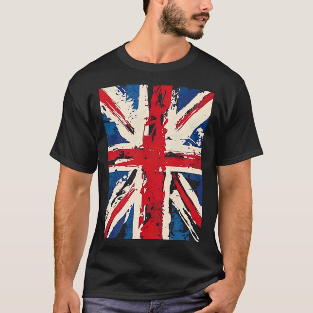 Union Jack British England United Kingdom Brushed  T-Shirt (Front)