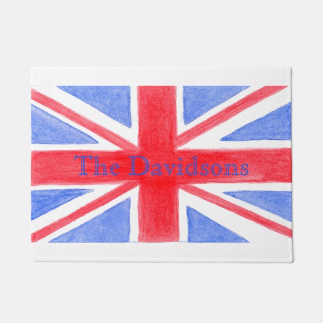 Union Jack British Flag NAME Doormat (Front)