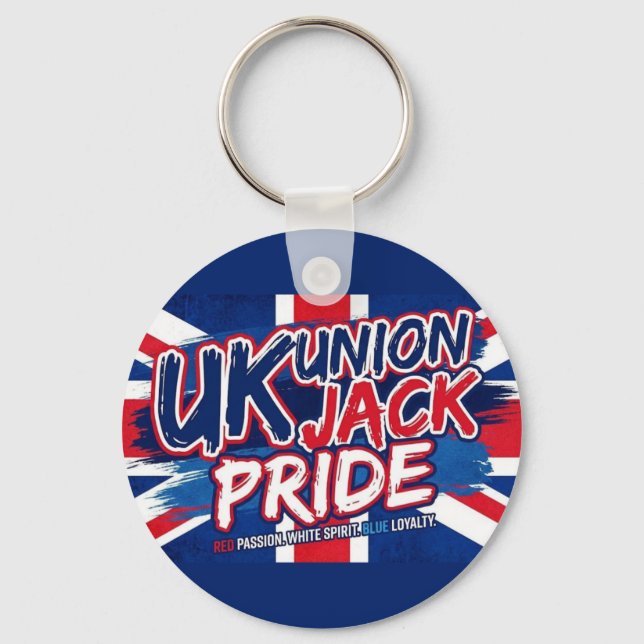 Union Jack British Flag Vintage Personalized Keychain (Front)