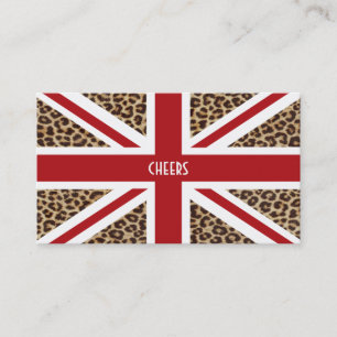 Union Jack British Flag with Cheetah Print Business Card