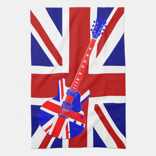 Union Jack British Guitar Art 2 Kitchen Towel (Vertical)